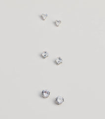 Perfect Set Cubic Zirconia Stud Earrings Pack
